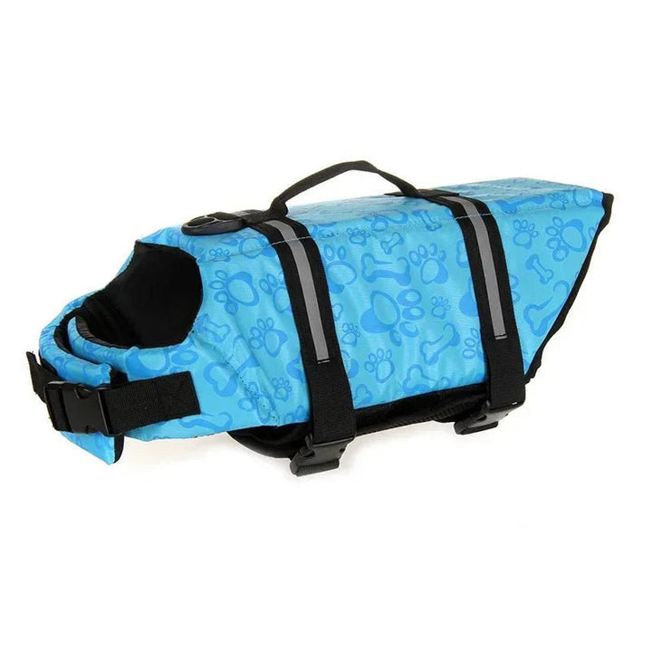 Reflective dog swim vest in vibrant orange, designed for high visibility in water