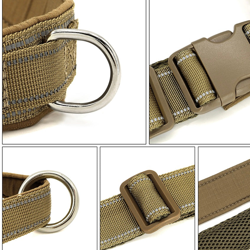 No pull dog harness with padded chest in blue, reflective for visibility, comfortable for dog walking