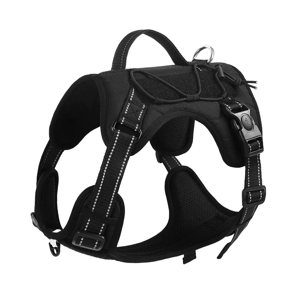 Reflective dog harness with front clip, enhancing control and reducing pulling