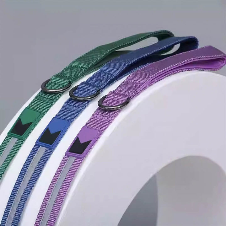 Adjustable reflective dog collar, durable pet safety gear for visibility and comfort.