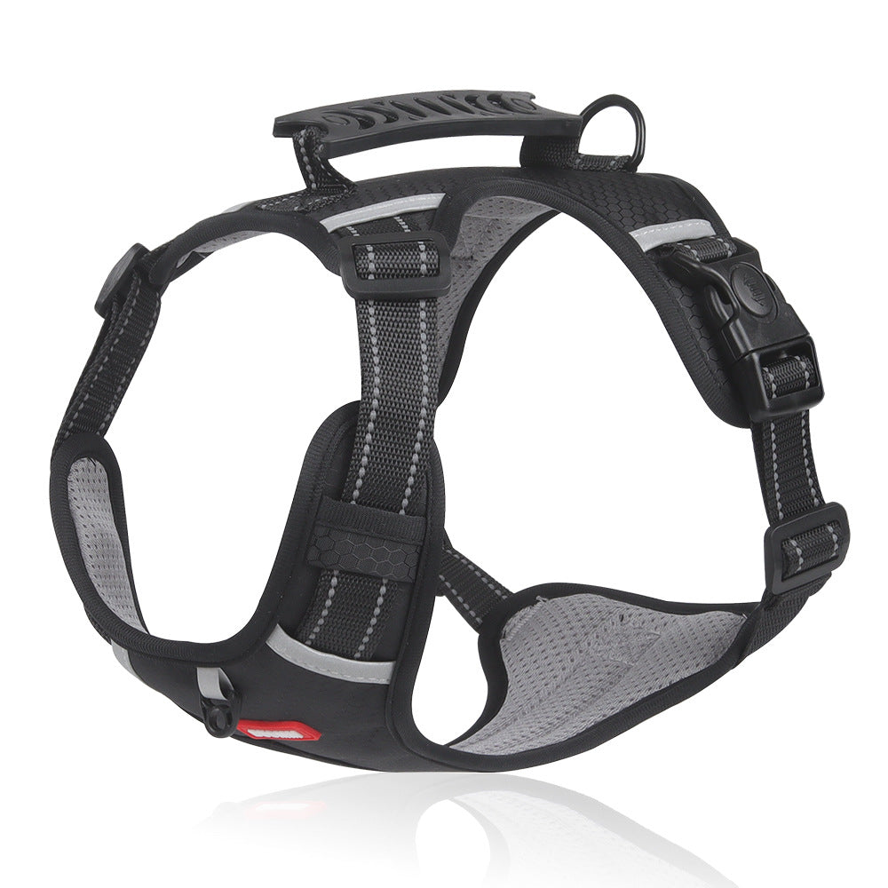 Reflective no-pull dog harness in a vibrant color, offering both style and essential pet safety features