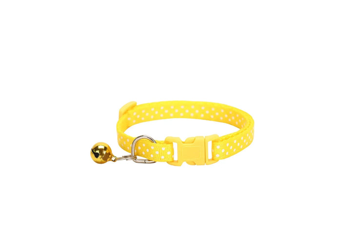 Elastic polka dot pet collar, reflective and adjustable for cats and small dogs, safety focused