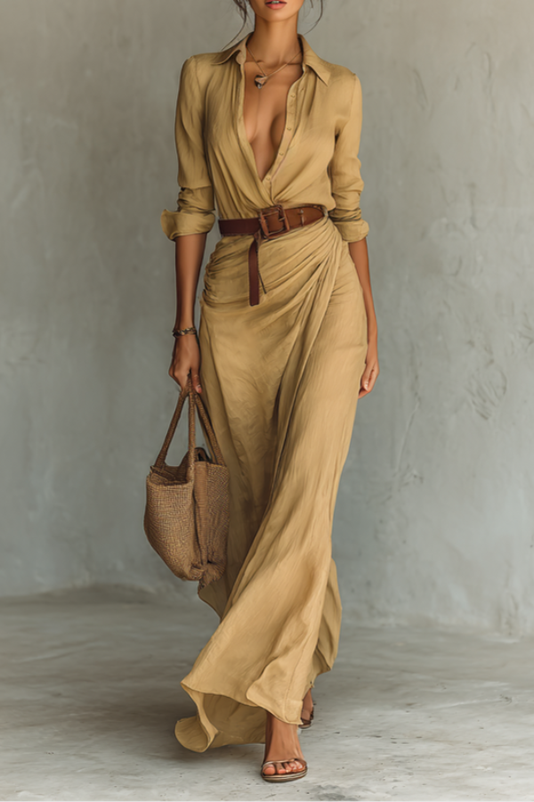 Elegant women's relaxed maxi dress. Effortless long dress for versatile everyday & summer fashion.