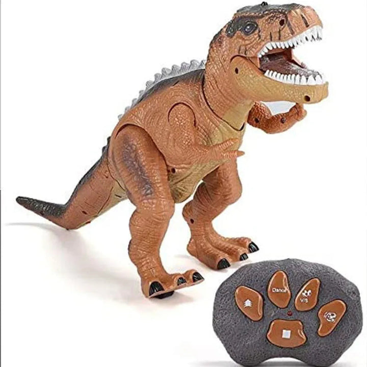 Thrilling RC T-Rex dinosaur toy for kids, featuring realistic roars, glowing eyes, and dynamic walking. Electronic fun.