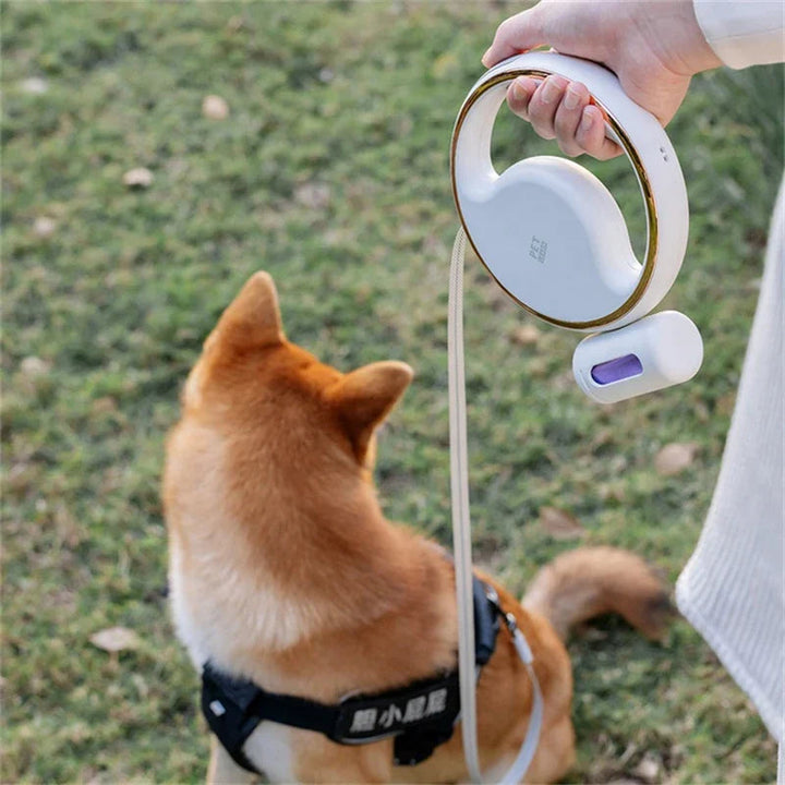 Durable retractable dog leash with integrated LED flashlight for enhanced pet safety and visibility