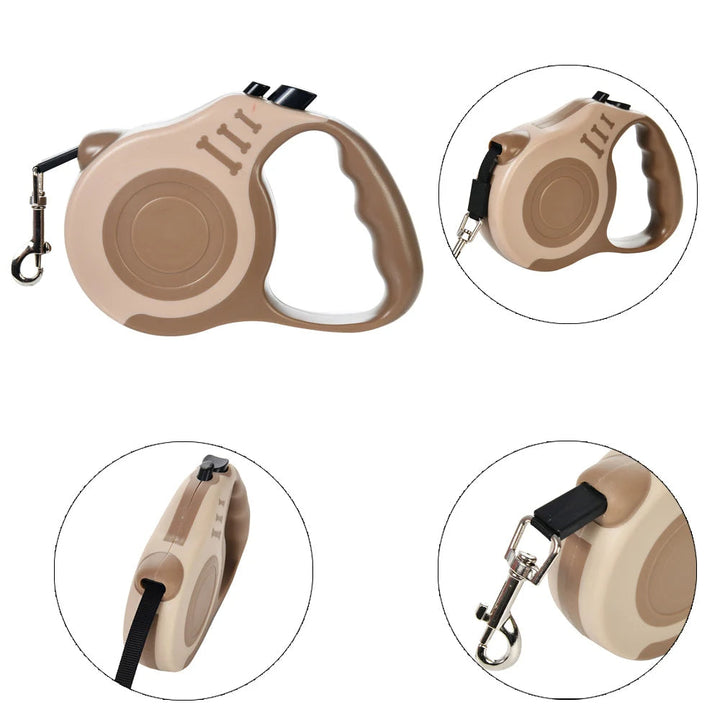 Close-up of quick-lock mechanism on a retractable dog leash for tangle-free walking