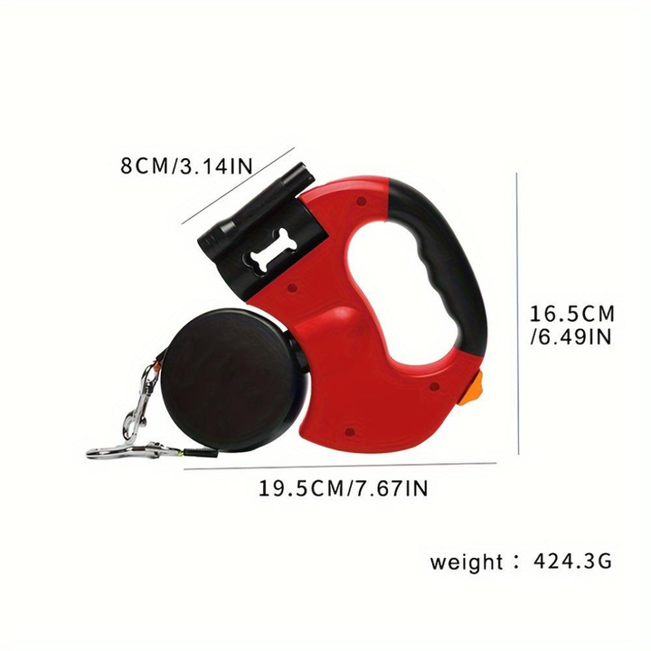 Unisex hands-free retractable dual dog leash with integrated LED for pet training