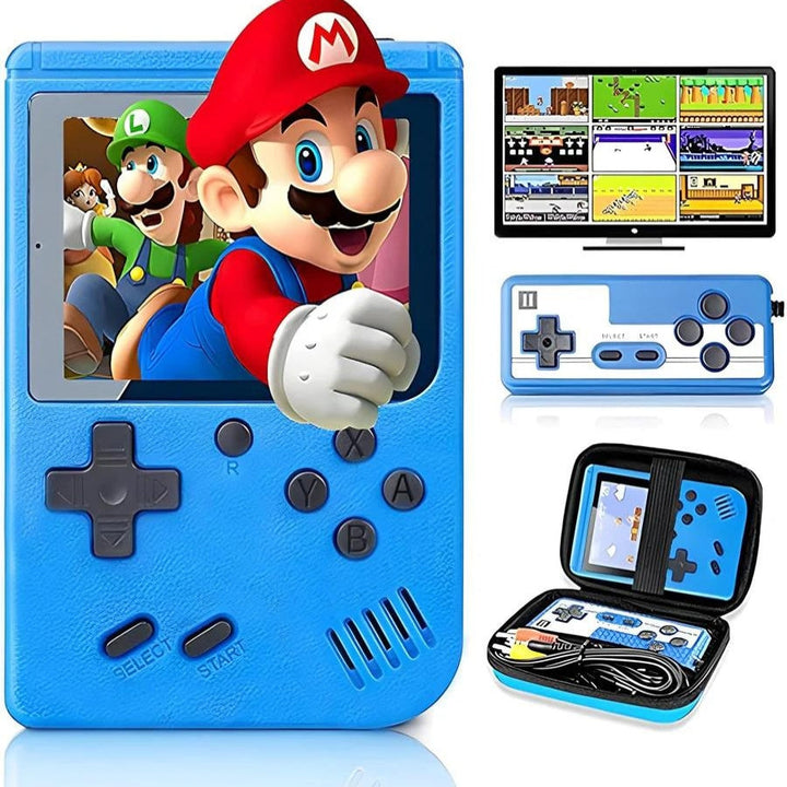 Retro handheld game console with 400 classic games, portable for kids & adults. Perfect nostalgia gift.