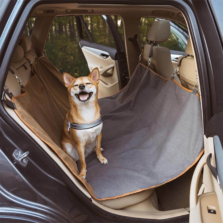 Retropet waterproof car seat cover, black, protecting vehicle interior during travel or camping.