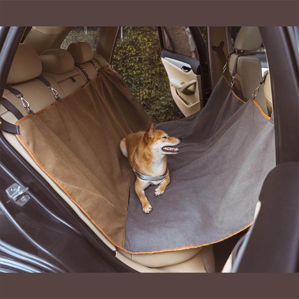 Keep car clean with retro waterproof pet car seat cover, excellent for camping and travel.