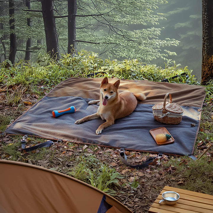 Unisex pet car seat cover & camping mat, waterproof, retro pattern, ultimate vehicle protection.