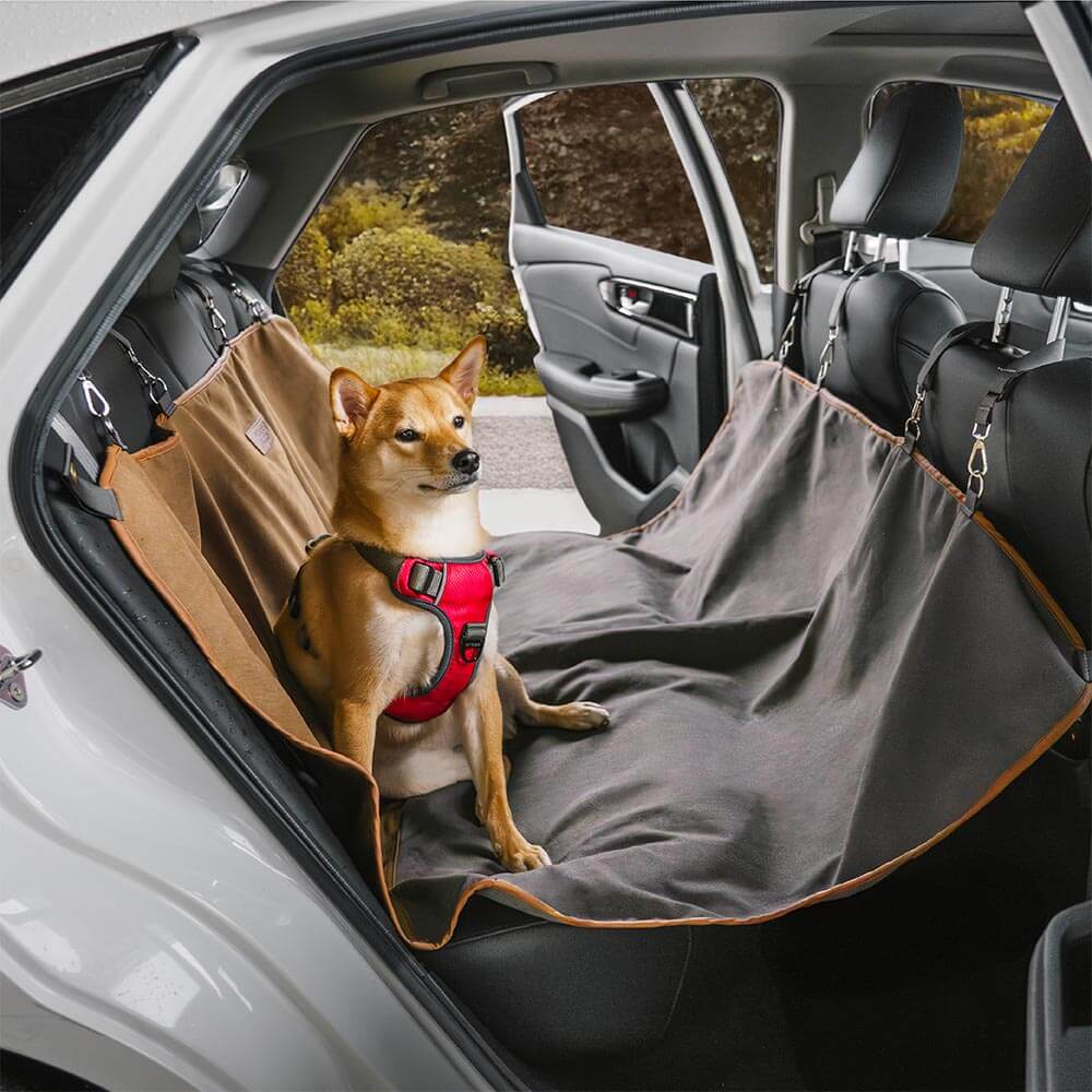 Pet accessory: retro waterproof car seat cover, perfect for messy pets & camping trips.