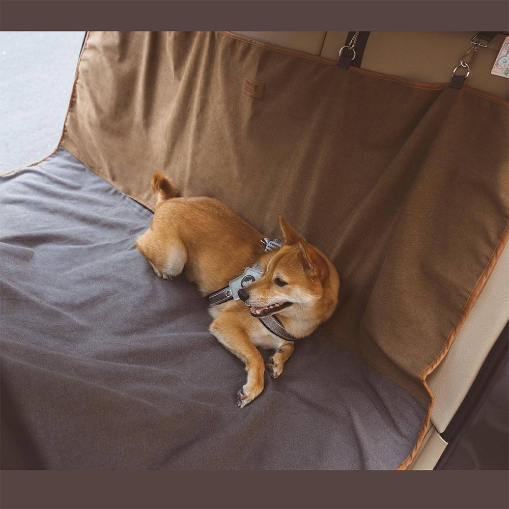 Easy clean dog car seat cover, waterproof & durable, ideal for vehicle protection and camping.