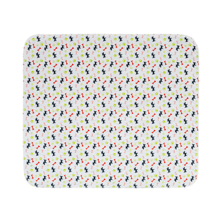 Close-up of a reusable dog training pad showing soft, absorbent fabric and stitched edges.