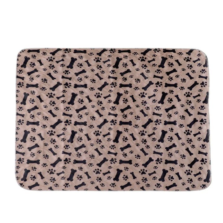 Absorbent dog training pad for pet care, designed for multiple washes and odor control.