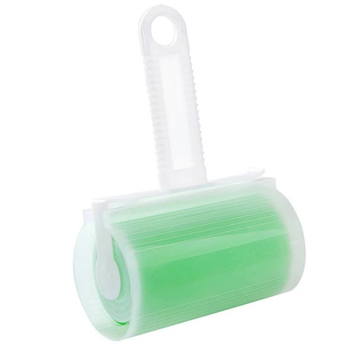 Reusable adhesive lint roller, perfect for pet hair removal from clothes & furniture.