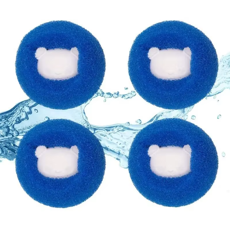 Packaging of reusable pet hair dryer balls, highlighting eco-friendly laundry care benefits.