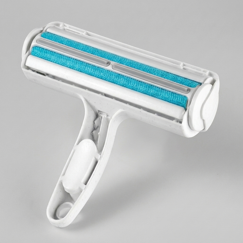 Efficient pet hair remover tool for sofas, carpets, clothing, and car seats. Removes dog, cat, and lint for a fur-free home.