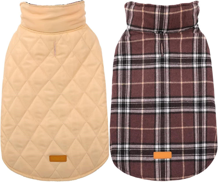 Warm dog winter jacket, waterproof British check design, reversible for two styles.