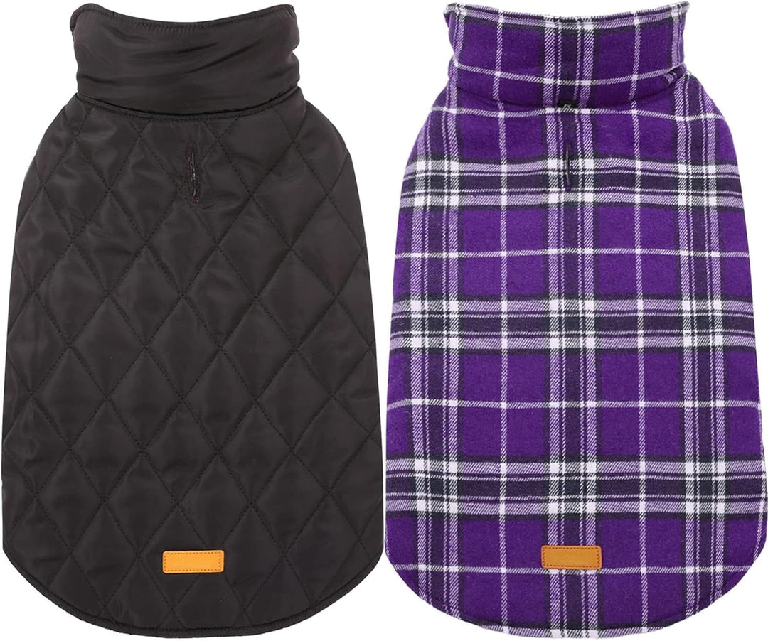 Warm & waterproof dog coat, reversible British check pattern, great for winter.