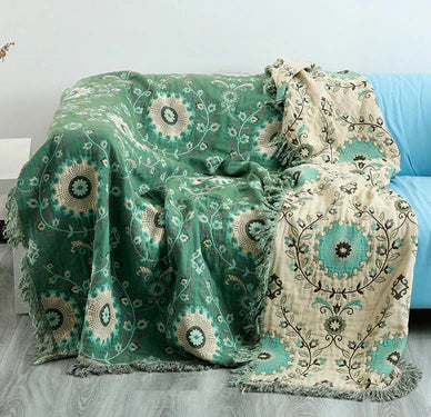 Stylish unisex throw blanket with a distinctive reversible Scandinavian bird pattern, great for any room.
