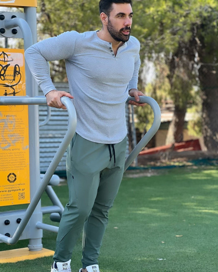 Men's casual ribbed henley shirt, long sleeve top offering both style and comfort.