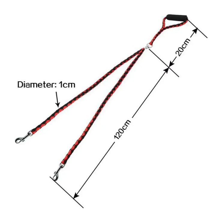 Unisex robust check pattern twin leash for dogs, ensuring tangle-free and secure walks