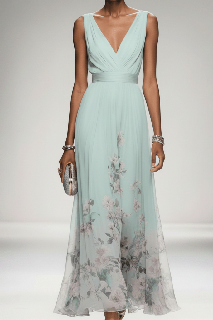 Effortless elegant floral maxi dress for women, perfect for special occasions or daily wear.