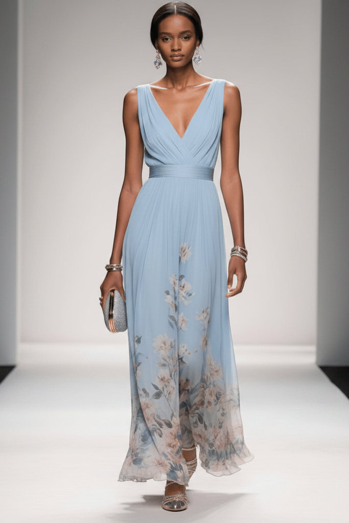 Women's flowy floral maxi dress, ideal for vacation, parties, or effortless everyday summer style.