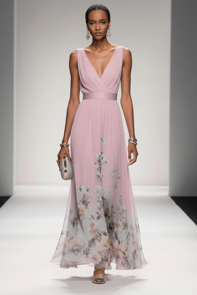 Effortless women's floral maxi dress, suitable for romantic occasions and comfortable wear.