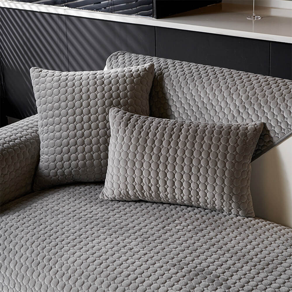 High-quality round quilted suede couch cover, soft plush non-slip and washable