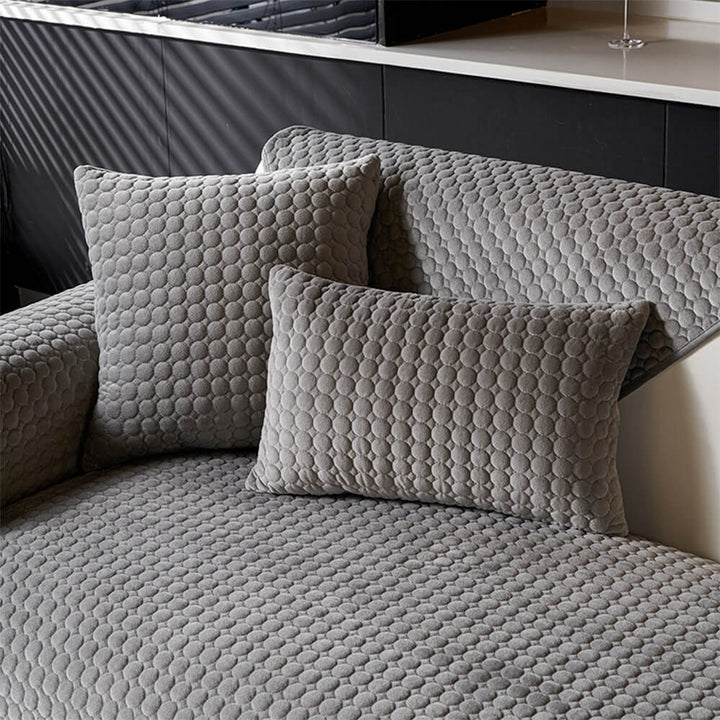 High-quality round quilted suede couch cover, soft plush non-slip and washable