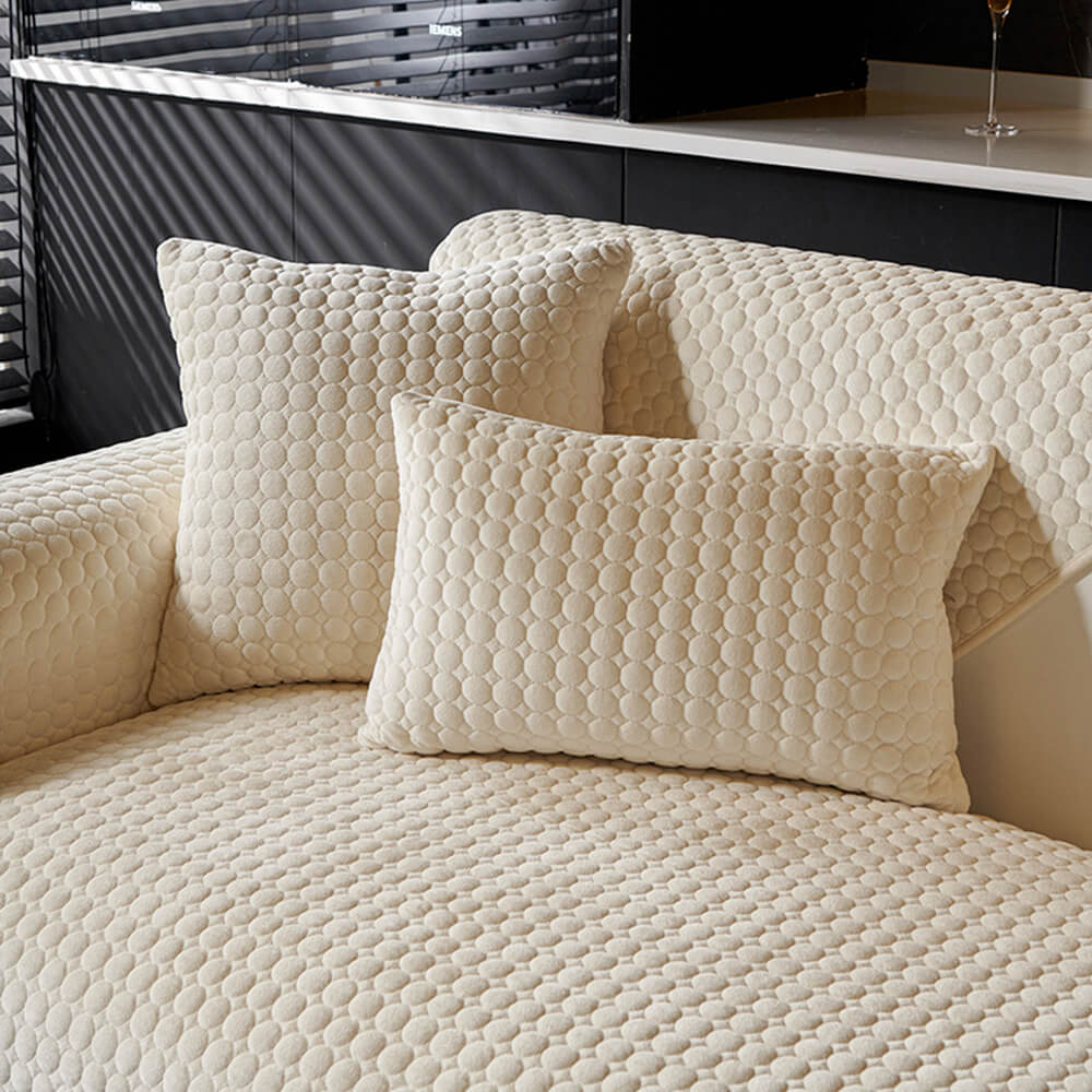 Protective round quilted suede non-slip couch cover, moisture-absorbent for furniture