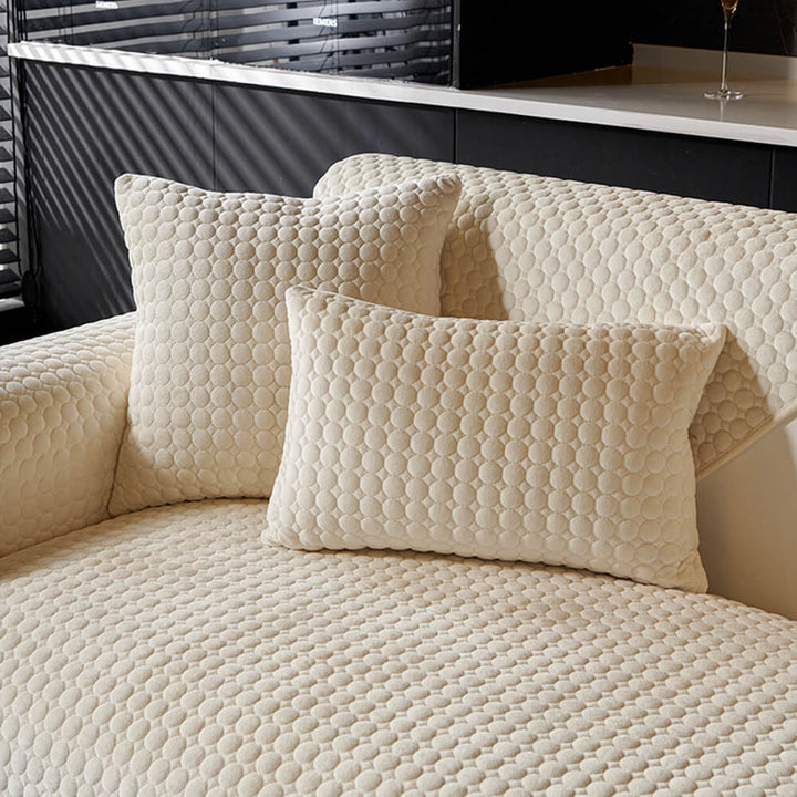 Protective round quilted suede non-slip couch cover, moisture-absorbent for furniture