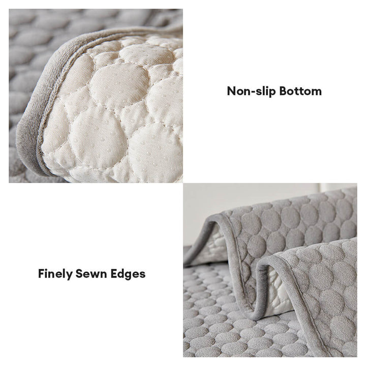 Washable round quilted suede couch cover, non-slip design, ideal for sectional sofas