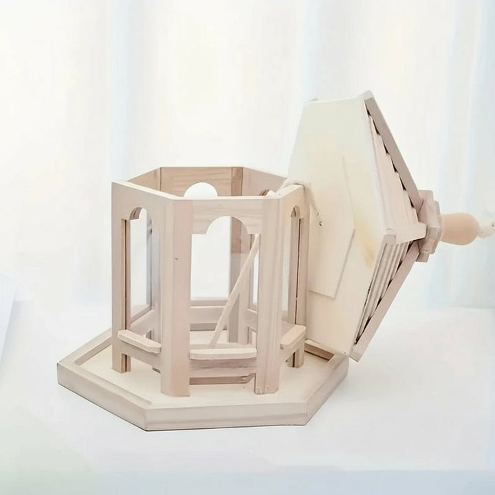 Charming rustic wooden birdhouse with a built-in water system, perfect as garden decor & bird feeder for outdoor spaces.