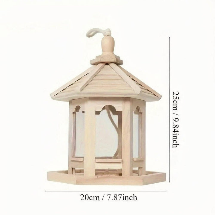 Unique rustic wooden birdhouse, handmade with an integrated water system. A lovely garden gift for bird lovers & wildlife.