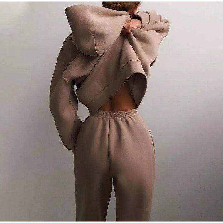 Soft women's Serenity loungewear set; cozy oversized hoodie & comfy joggers for ultimate casual comfort.