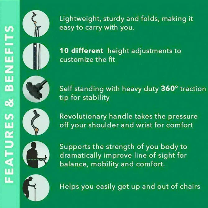 Adjustable walking stick for seniors with ergonomic handle, enhancing stability & mobility.
