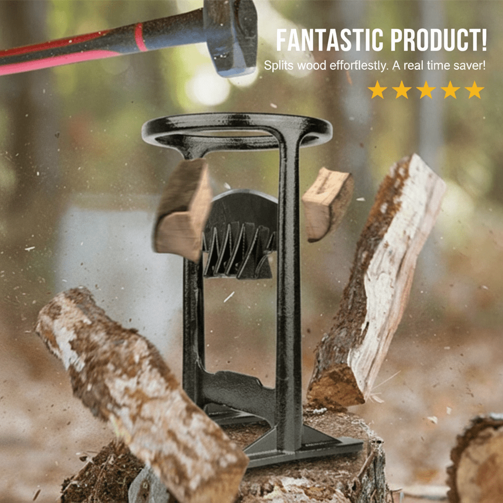 Sturdy outdoor cast iron firewood splitter for safe & easy wood prep. Great for camping & fireplaces.