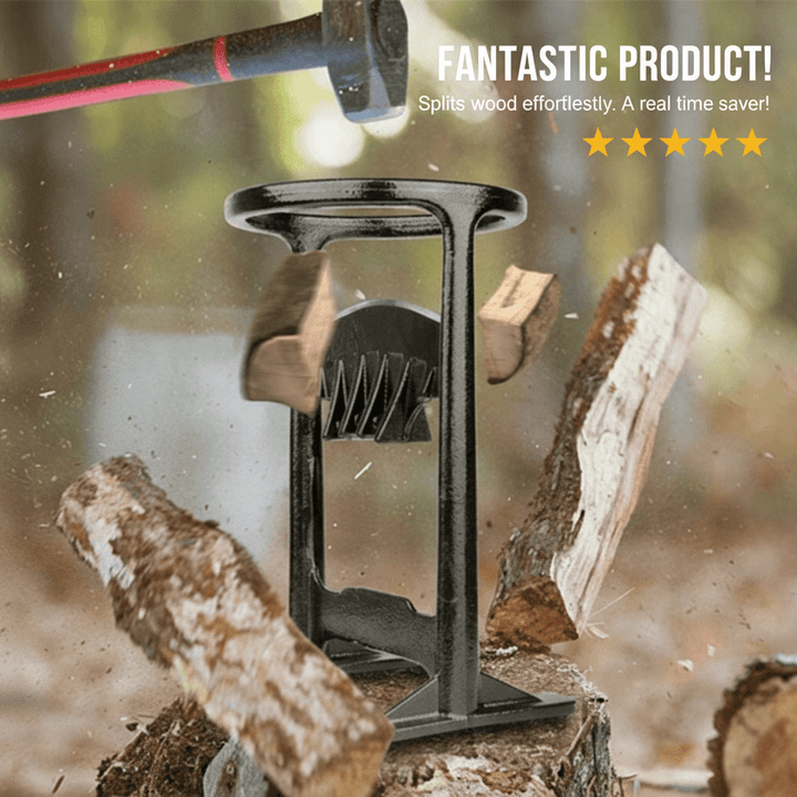 Sturdy outdoor cast iron firewood splitter for safe & easy wood prep. Great for camping & fireplaces.
