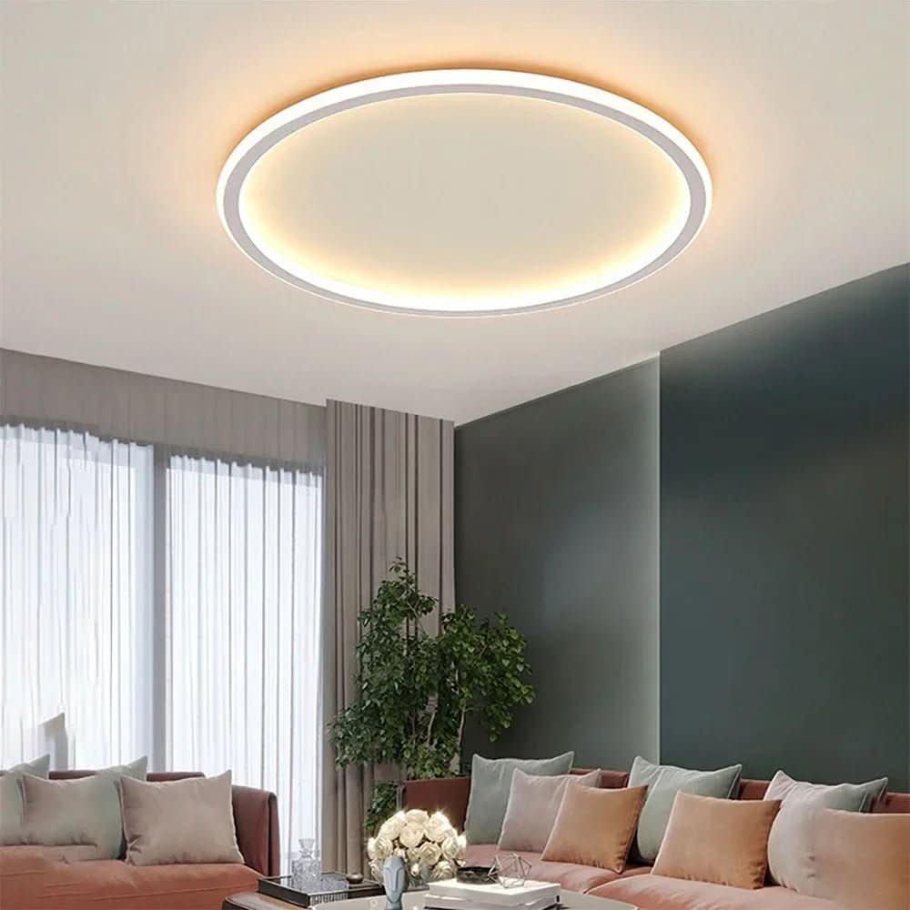 White dimmable Scandinavian LED ceiling light, perfect for modern home decor.