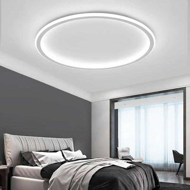 Gold Scandinavian LED ceiling light, elegant ambient lighting for modern homes.