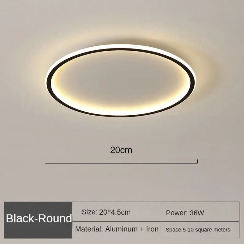 Modern LED ceiling light in Scandinavian design, ideal for ambient living room lighting.