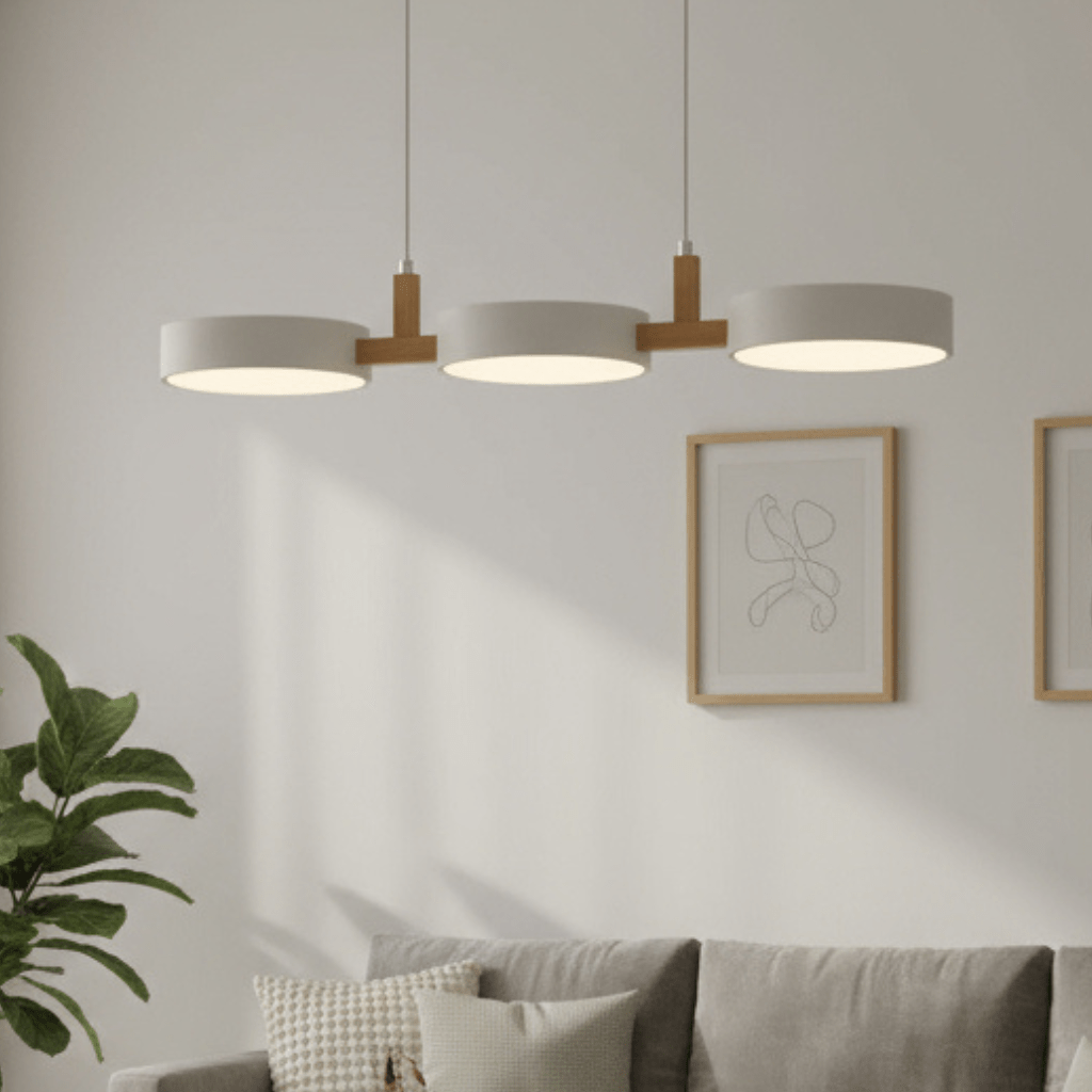 Nordic design LED pendant lamp, a contemporary ceiling fixture, ready to provide adjustable warm light.