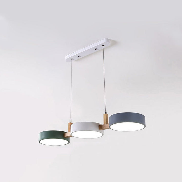 Pair of Scandinavian LED pendant lamps, offering adjustable warm glow, ideal for modern home illumination.