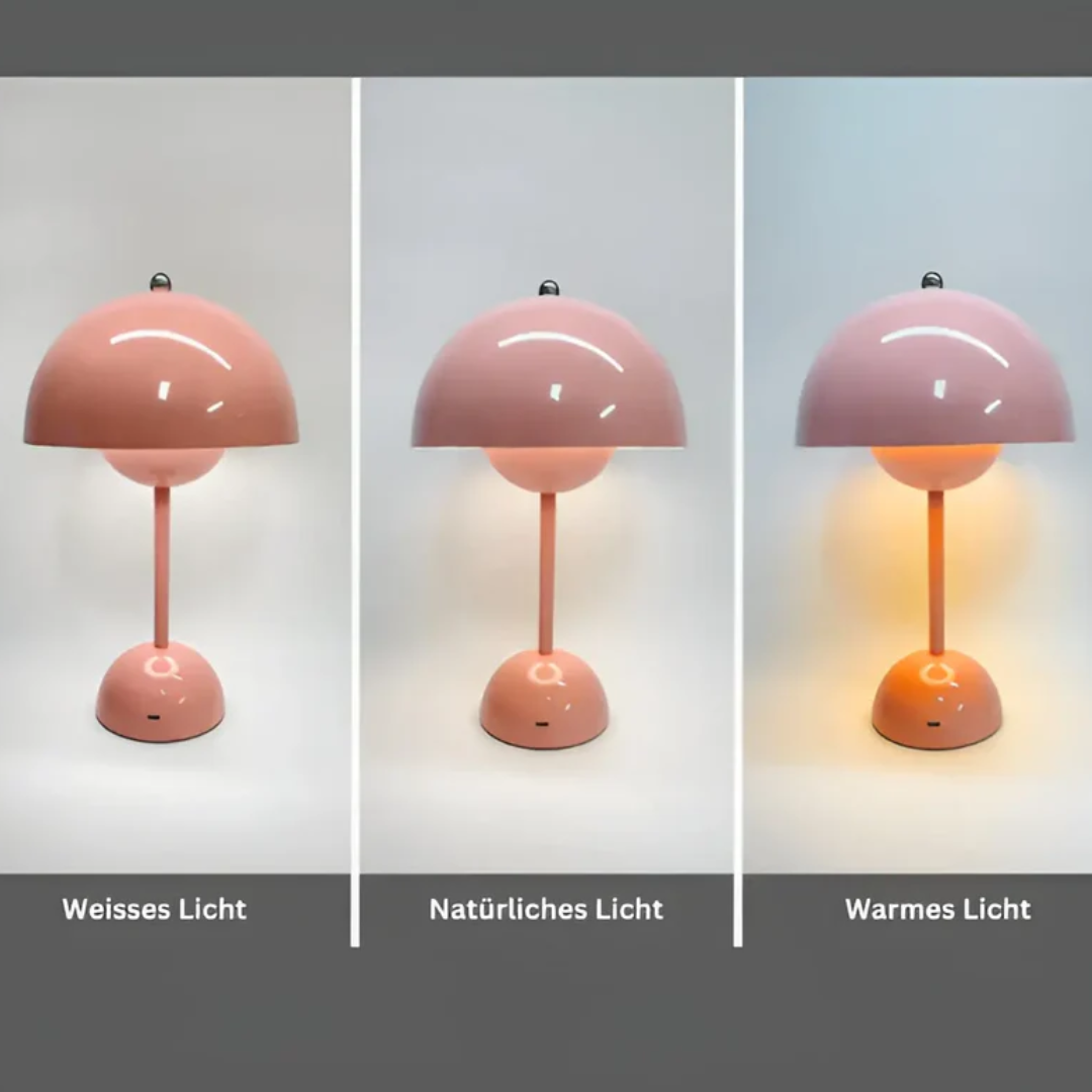 Sleek stainless steel Scandinavian table lamp, wireless & rechargeable, perfect for modern homes.