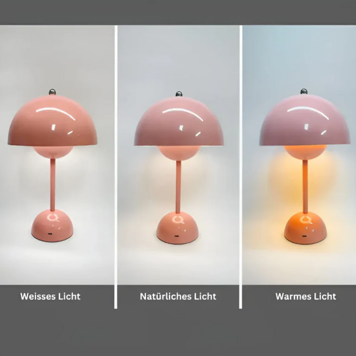 Sleek stainless steel Scandinavian table lamp, wireless & rechargeable, perfect for modern homes.
