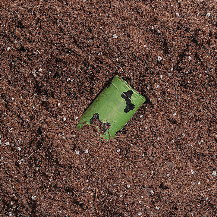 Dispenser holding scented biodegradable dog waste bags, convenient pet waste management