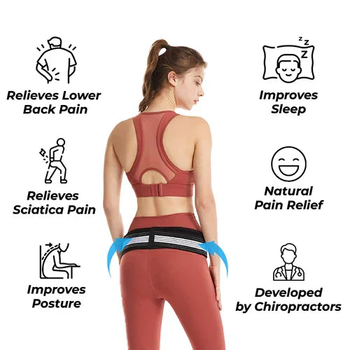 Physical therapy quality compression belt for sciatica & lumbar support.